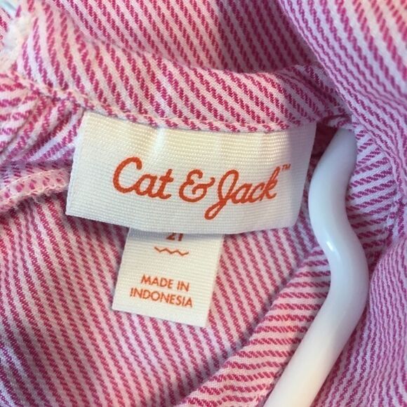 Cat and Jack 2T Top Pink and White Stripes - Picture 3 of 3